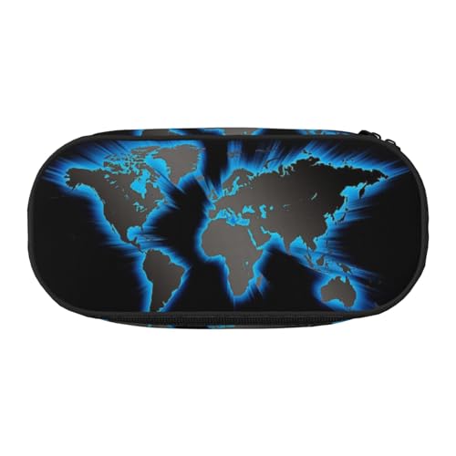 YFSGDLBN Bedrucktes Federmäppchen mit Weltkarten-Motiv, Schwarz , Einheitsgröße, Münztasche von YFSGDLBN