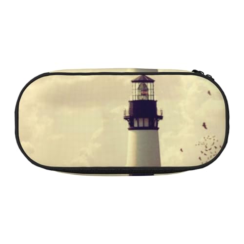 YFSGDLBN Bedrucktes Federmäppchen mit altem Leuchtturm, Federmäppchen, tragbare Schreibwaren-Tasche, Schwarz , Einheitsgröße, Münztasche von YFSGDLBN