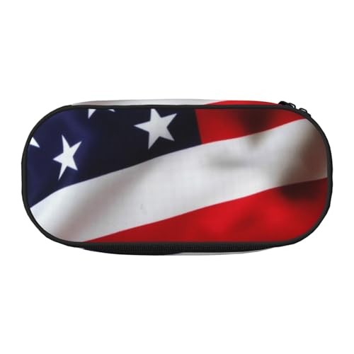 YFSGDLBN Bedrucktes Federmäppchen mit amerikanischer Flagge, Federmäppchen, tragbare Schreibwaren-Tasche, Schwarz , Einheitsgröße, Münztasche von YFSGDLBN