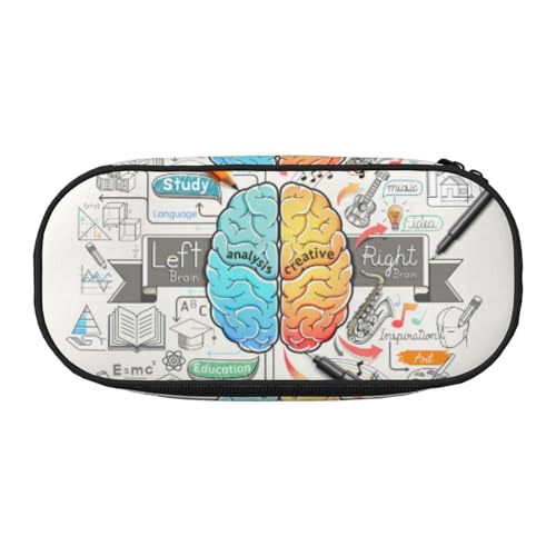 YFSGDLBN Bedrucktes Federmäppchen mit menschlichem Gehirn, Federmäppchen, tragbare Schreibwaren-Tasche, Schwarz , Einheitsgröße, Münztasche von YFSGDLBN