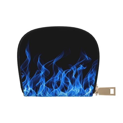 YFSGDLBN Blaue Flamme bedruckte Lederschale Kartentasche Reißverschluss Kartenhalter Münzorganizer, weiß, Einheitsgröße von YFSGDLBN