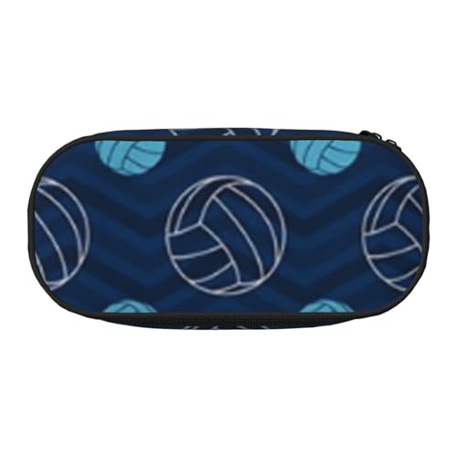YFSGDLBN Blaues Volleyball-bedrucktes Federmäppchen, Federmäppchen, tragbare Schreibwaren-Tasche, Schwarz , Einheitsgröße, Münztasche von YFSGDLBN