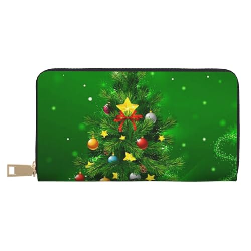 YFSGDLBN Christmas Trees Printed Long Leather Wallet Clutch Wallet Zip Card Case, weiß, Einheitsgröße von YFSGDLBN