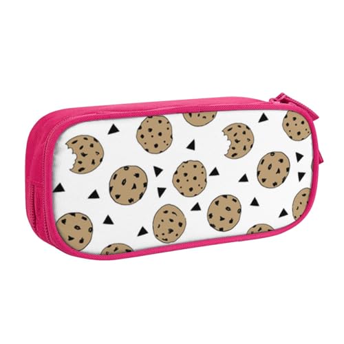 YFSGDLBN Cookies Federmäppchen, bedruckt, großes Fassungsvermögen, doppeltes Federmäppchen, tragbare Schreibwaren-Tasche, rose, Einheitsgröße, Münzfach von YFSGDLBN