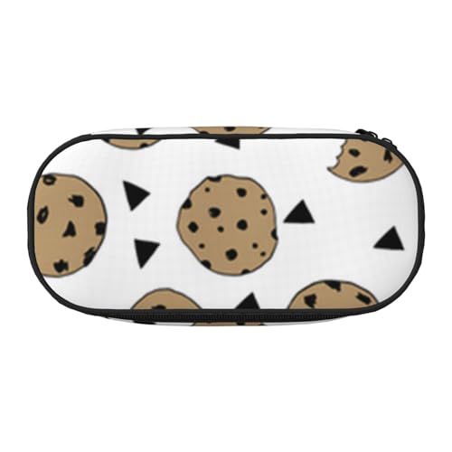 YFSGDLBN Cookies Federmäppchen mit Lebensmittelchips, bedruckt, Federmäppchen, tragbare Schreibwaren-Tasche, Schwarz , Einheitsgröße, Münztasche von YFSGDLBN