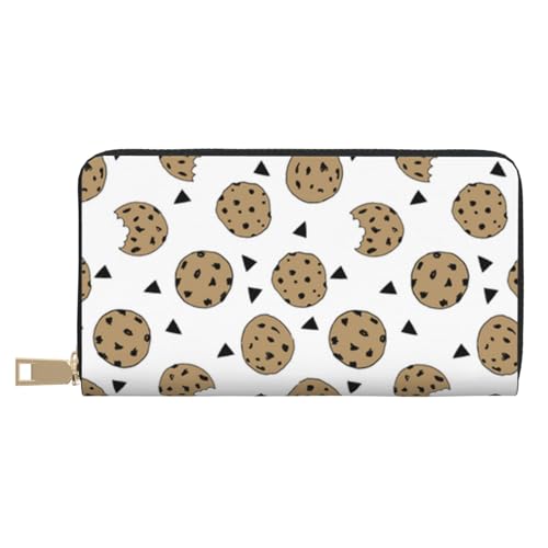 YFSGDLBN Cookies Food Chip Biscuits Printed Long Leather Wallet Clutch Wallet Zip Card Case, weiß, Einheitsgröße von YFSGDLBN