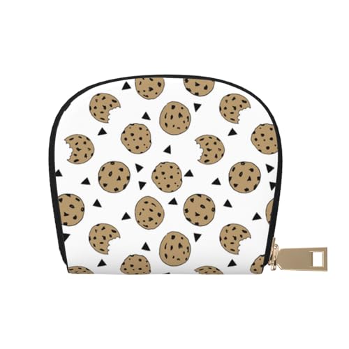 YFSGDLBN Cookies Food Chip Kekse Bedruckte Lederschale Kartentasche Reißverschluss Kartenhalter Münzorganizer, weiß, Einheitsgröße von YFSGDLBN