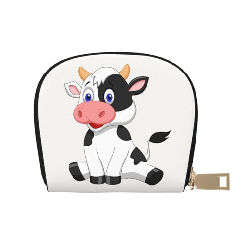 YFSGDLBN Dairy Cow Bedruckte Lederschale Kartenetui Reißverschluss Kartenhalter Münzorganizer, weiß, Einheitsgröße von YFSGDLBN