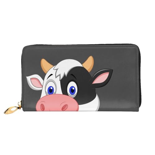 YFSGDLBN Dairy Cow Printed Long Genuine Leather Wallet Coin Purse Clutch Wallet Zip Card Storage Bag von YFSGDLBN