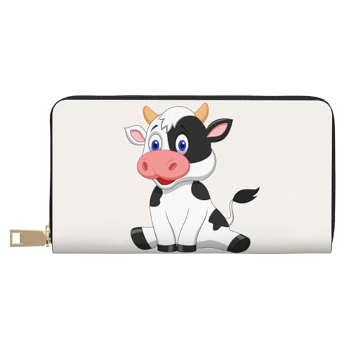 YFSGDLBN Dairy Cow Printed Long Leather Wallet Clutch Wallet Zip Card Case, weiß, Einheitsgröße von YFSGDLBN