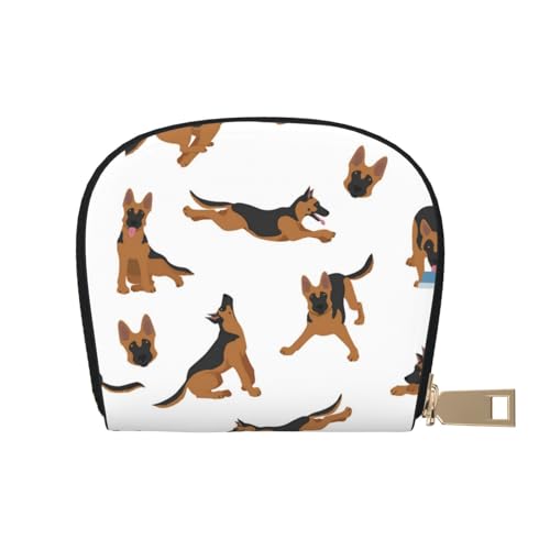 YFSGDLBN Deutscher Schäferhund bedrucktes Lederetui Kartenetui Reißverschluss Kartenhalter Münzorganizer, weiß, Einheitsgröße von YFSGDLBN