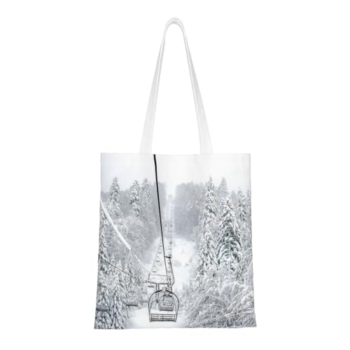 YFSGDLBN Einkaufstasche, Handtasche, Schultertasche, Motiv: Winter Old Cable Skilift von YFSGDLBN