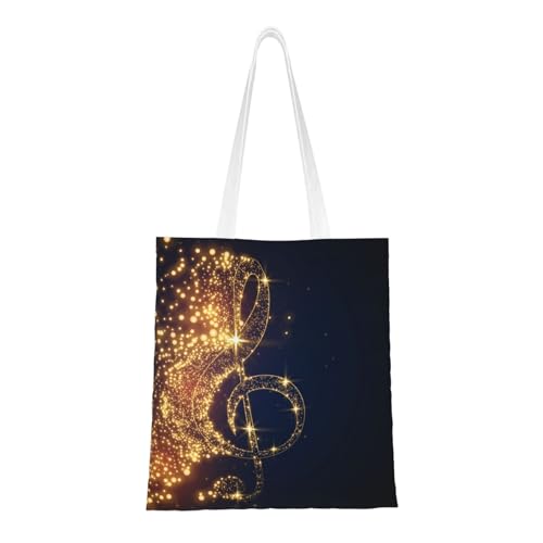 YFSGDLBN Einkaufstasche, Handtasche, Schultertasche, goldfarben, Musiknote mit glänzendem Stern YFSGDLBN Einkaufstasche, Handtasche, Schultertasche, goldfarben, Musiknote mit glänzendem Stern von YFSGDLBN