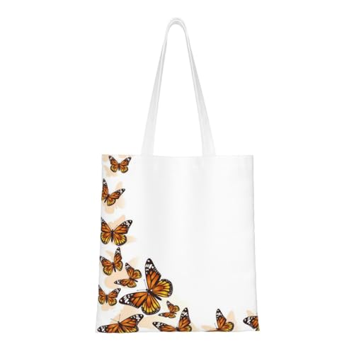 YFSGDLBN Einkaufstasche, Handtasche, Umhängetasche, orangefarbener Schmetterling von YFSGDLBN