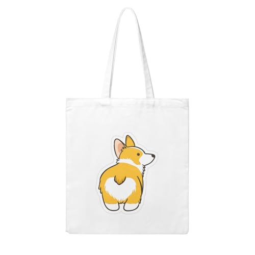 YFSGDLBN Einkaufstasche aus Segeltuch mit niedlichem Corgi-Button-Motiv von YFSGDLBN