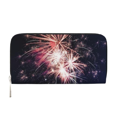 YFSGDLBN Explosion Firework Printed Leather Hand Wallet Long Genuine Leather Wallet Coin Purse, Schwarz , Einheitsgröße von YFSGDLBN
