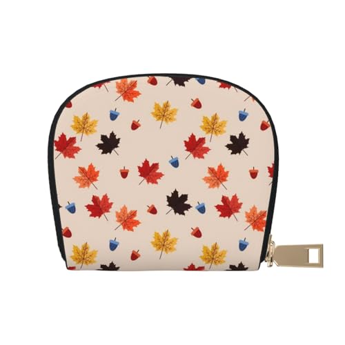 YFSGDLBN Fall Maple Leaf Bedruckte Lederschale Kartentasche Reißverschluss Kartenhalter Münzorganizer, weiß, Einheitsgröße von YFSGDLBN
