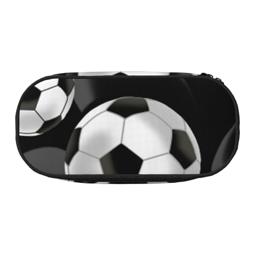 YFSGDLBN Federmäppchen, Motiv: Fußball, schwarz, bedruckt, Federmäppchen, tragbare Schreibwaren-Tasche, Schwarz , Einheitsgröße, Münztasche von YFSGDLBN