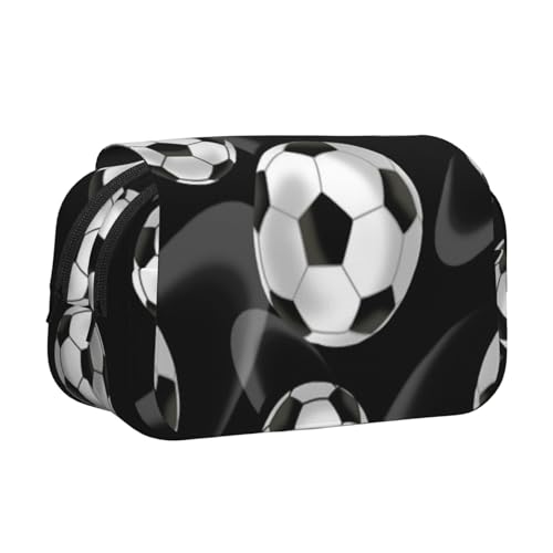 YFSGDLBN Federmäppchen, Motiv: Fußball, schwarz, doppeltes Klappetui von YFSGDLBN