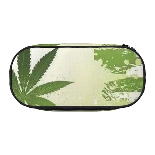 YFSGDLBN Federmäppchen, Motiv: Gras-Topf, Blatt-Druck, Federmäppchen, tragbare Schreibwaren-Tasche, Schwarz , Einheitsgröße, Münztasche von YFSGDLBN