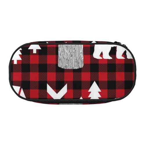 YFSGDLBN Federmäppchen, Motiv: Kuh, Hirsch, Baum, Weihnachten, bedruckt, Federmäppchen, tragbare Schreibwaren-Tasche, Schwarz , Einheitsgröße, Münztasche von YFSGDLBN