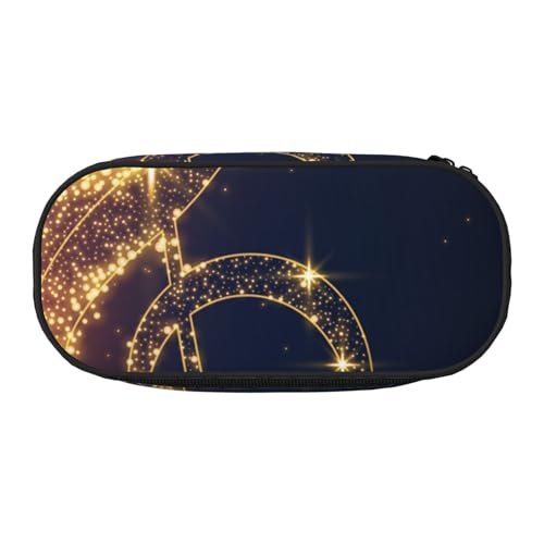 YFSGDLBN Federmäppchen, Motiv: Musiknoten mit glänzendem Stern, goldfarben, Schwarz , Einheitsgröße, Münztasche von YFSGDLBN