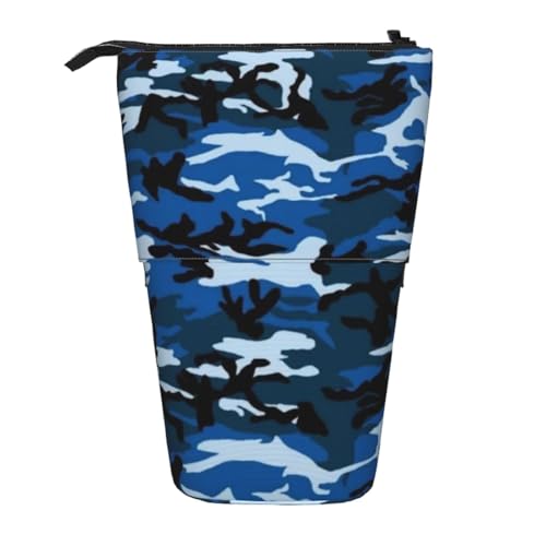 YFSGDLBN Federmäppchen, Teleskop, vertikal, Tarnmuster, Blau von YFSGDLBN