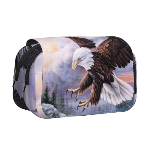 YFSGDLBN Federmäppchen, doppeltes Klappetui mit Weißkopfseeadlermotiv von YFSGDLBN