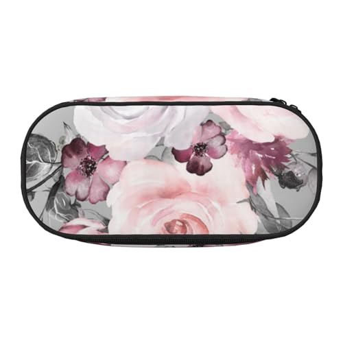 YFSGDLBN Federmäppchen mit Blumenmuster, bedruckt, Federmäppchen, tragbare Schreibwaren-Tasche, Schwarz , Einheitsgröße, Münztasche von YFSGDLBN