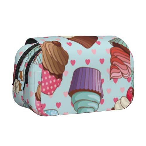 YFSGDLBN Federmäppchen mit Cupcake-Motiv, doppeltes Klappetui von YFSGDLBN