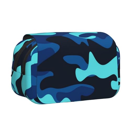 YFSGDLBN Federmäppchen mit Doppelklappe, Camouflage-Muster, Blau von YFSGDLBN