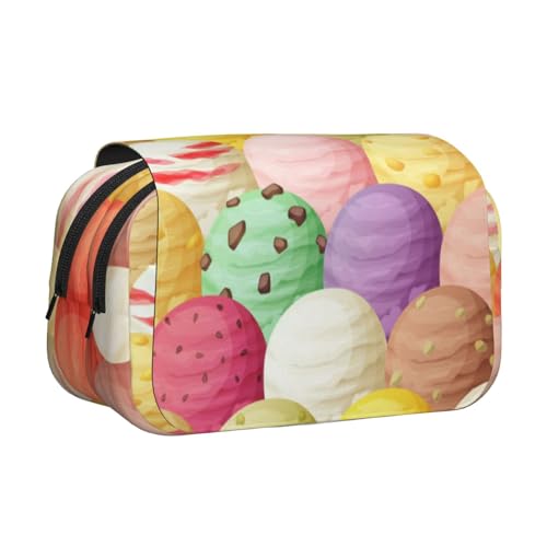 YFSGDLBN Federmäppchen mit Eiscreme-Aufdruck, doppeltes Klappetui von YFSGDLBN