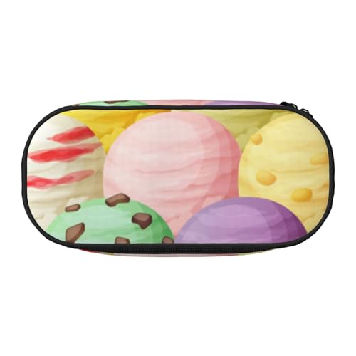 YFSGDLBN Federmäppchen mit Eiscreme-Motiv, Federmäppchen, tragbare Schreibwaren-Tasche, Schwarz , Einheitsgröße, Münztasche von YFSGDLBN