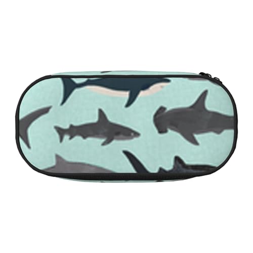 YFSGDLBN Federmäppchen mit Haifisch-Aufdruck, Federmäppchen, tragbare Schreibwaren-Tasche, Schwarz , Einheitsgröße, Münztasche von YFSGDLBN