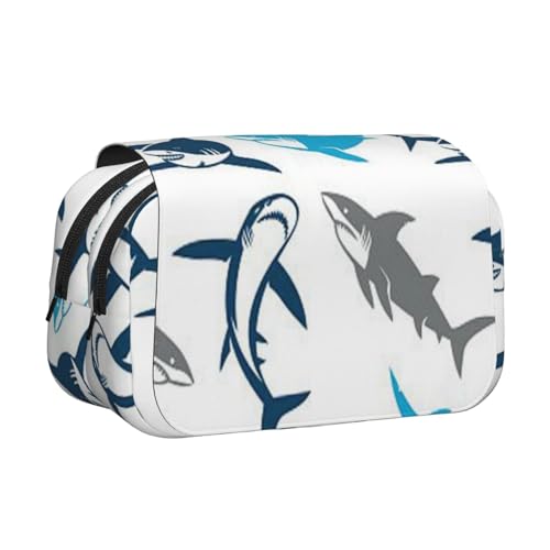 YFSGDLBN Federmäppchen mit Haifisch-Motiv, doppeltes Klappetui von YFSGDLBN