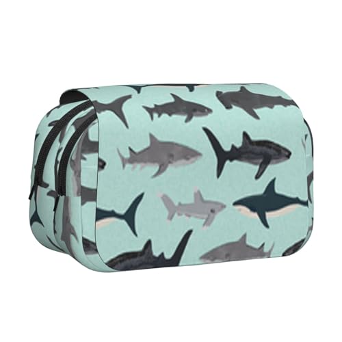 YFSGDLBN Federmäppchen mit Haifisch-Motiv, doppeltes Klappetui von YFSGDLBN