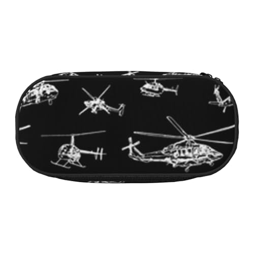YFSGDLBN Federmäppchen mit Hubschrauber-Motiv, Federmäppchen, tragbare Schreibwaren-Tasche, Schwarz , Einheitsgröße, Münztasche von YFSGDLBN