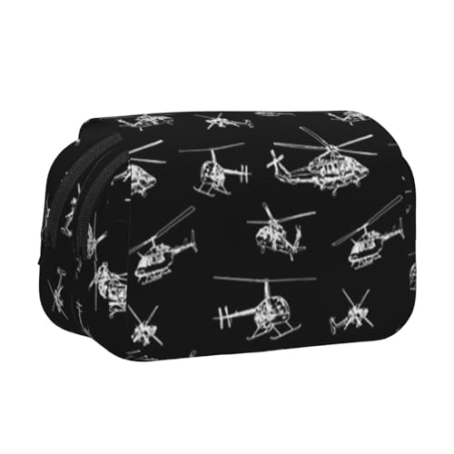 YFSGDLBN Federmäppchen mit Hubschrauber-Motiv, doppeltes Klappetui von YFSGDLBN