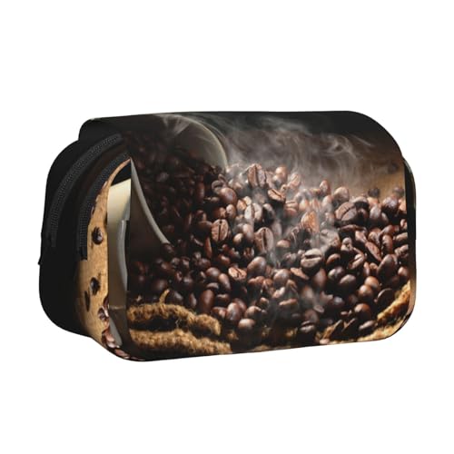 YFSGDLBN Federmäppchen mit Kaffeebohnen-Aufdruck, doppeltes Klappetui von YFSGDLBN