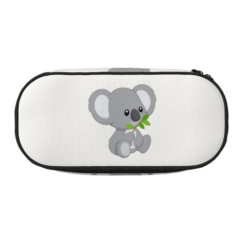 YFSGDLBN Federmäppchen mit Koala-Eßblatt-Motiv, Federmäppchen, tragbare Schreibwaren-Tasche, Schwarz , Einheitsgröße, Münztasche von YFSGDLBN