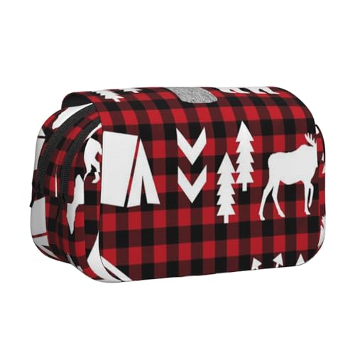 YFSGDLBN Federmäppchen mit Kuh-Motiv und Hirschbaum, bedruckt, doppeltes Federmäppchen von YFSGDLBN