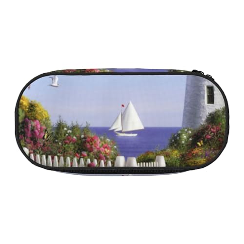 YFSGDLBN Federmäppchen mit Leuchtturm-Diamant-Malerei, bedruckt, Federmäppchen, tragbare Schreibwaren-Tasche, Schwarz , Einheitsgröße, Münztasche von YFSGDLBN