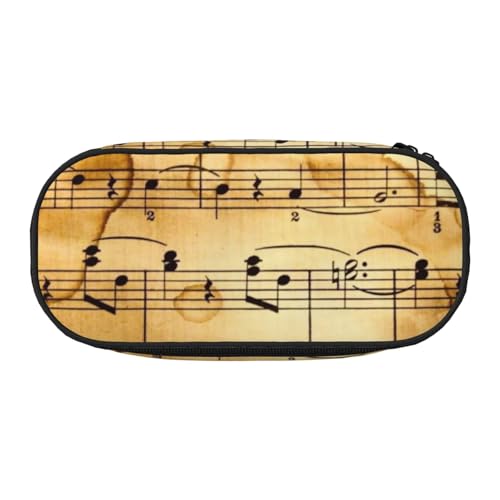 YFSGDLBN Federmäppchen mit Musiknoten-Aufdruck, Federmäppchen, tragbares Schreibwarenetui, Schwarz , Einheitsgröße, Münztasche von YFSGDLBN