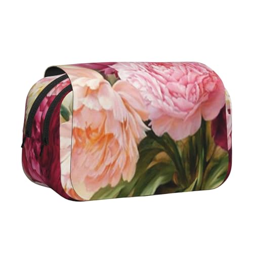 YFSGDLBN Federmäppchen mit Pfingstrosenblüten-Motiv, doppeltes Klappetui von YFSGDLBN