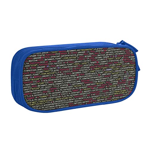 YFSGDLBN Federmäppchen mit Programmiercode, großes Fassungsvermögen, doppeltes Federmäppchen, tragbare Schreibwaren-Tasche, blau, Einheitsgröße, Münzfach von YFSGDLBN