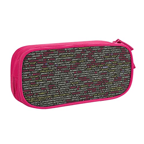 YFSGDLBN Federmäppchen mit Programmiercode, großes Fassungsvermögen, doppeltes Federmäppchen, tragbare Schreibwaren-Tasche, rose, Einheitsgröße, Münzfach von YFSGDLBN