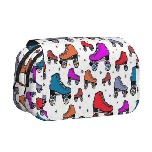 YFSGDLBN Federmäppchen mit Rollschuhen, bunt, bedruckt, doppeltes Federmäppchen von YFSGDLBN