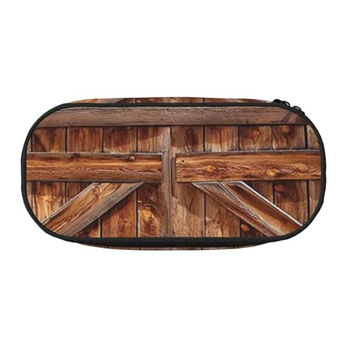 YFSGDLBN Federmäppchen mit Scheunentür bedruckt, Federmäppchen, tragbare Schreibwaren-Tasche, Schwarz , Einheitsgröße, Münztasche von YFSGDLBN