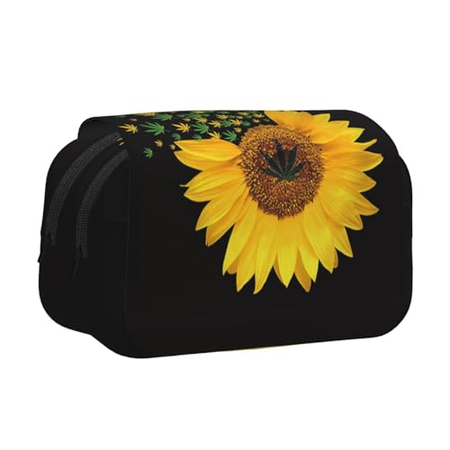 YFSGDLBN Federmäppchen mit Sonnenblumen-Motiv, doppeltes Klappetui von YFSGDLBN