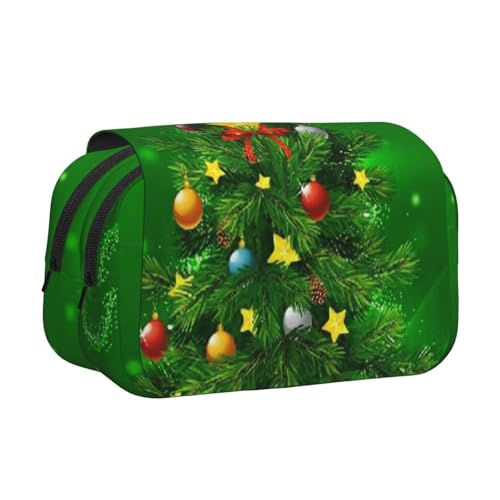 YFSGDLBN Federmäppchen mit Weihnachtsbäumen-Motiv, doppeltes Klappetui von YFSGDLBN